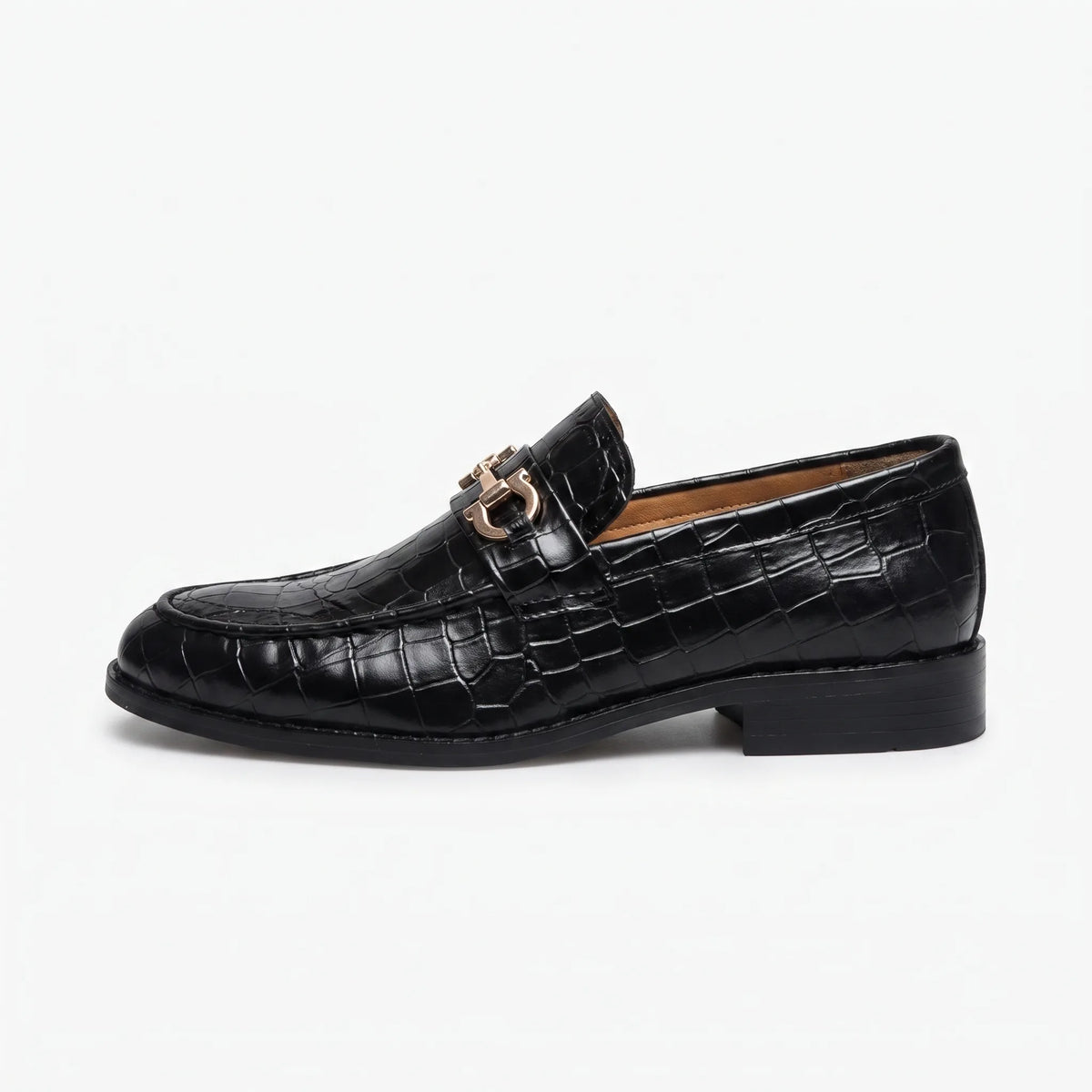 Mocassins Vernis Noir Et Doré Pour Hommes - Studio — Side Profile