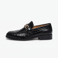 Mocassins Vernis Noir Et Doré Pour Hommes - Studio — Side Profile