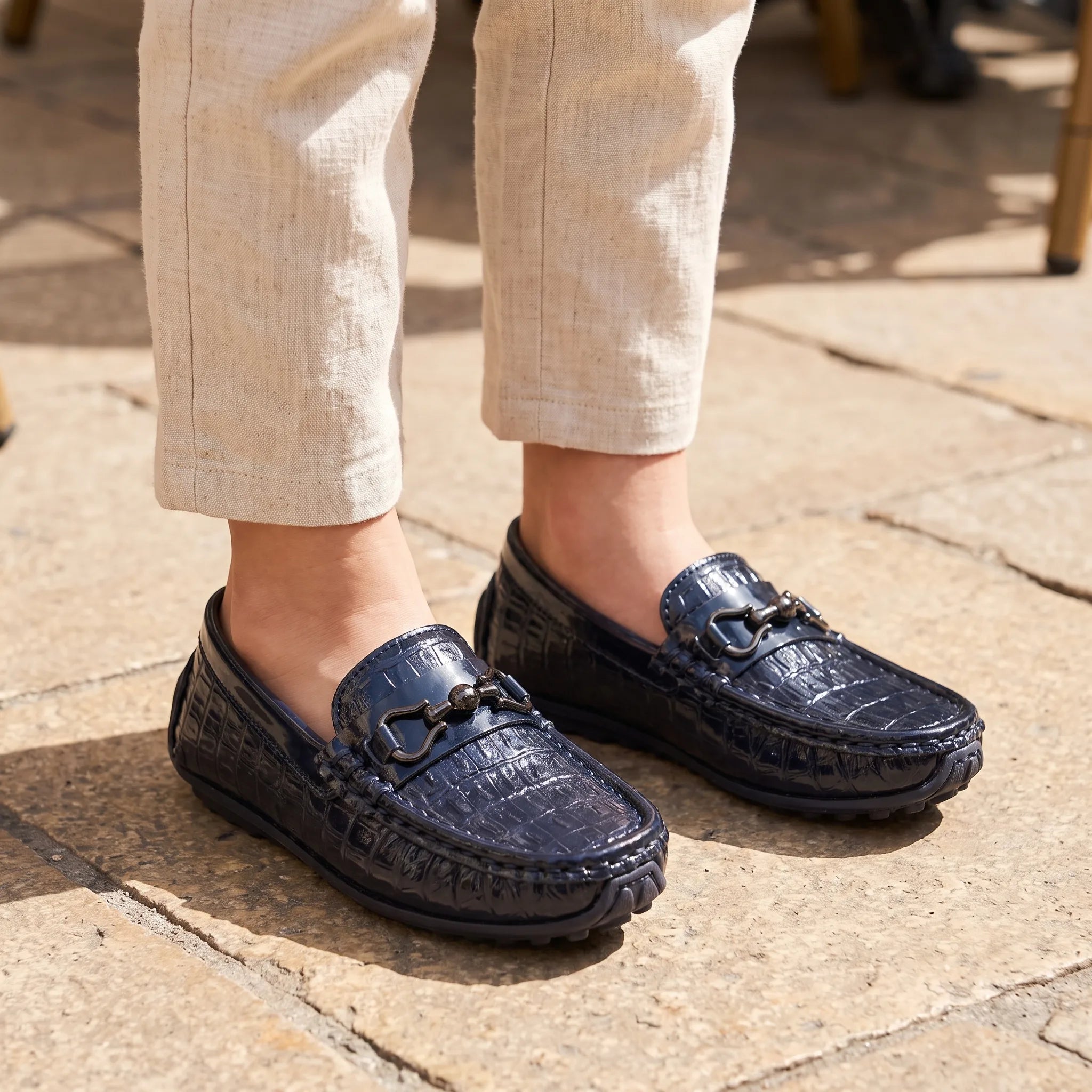 Mocassins Vernis Pour Enfants - On-foot — Top-down Worn View Image