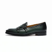 Mocassins Verts Pointus En Cuir Effet Croco - Studio — Side Profile