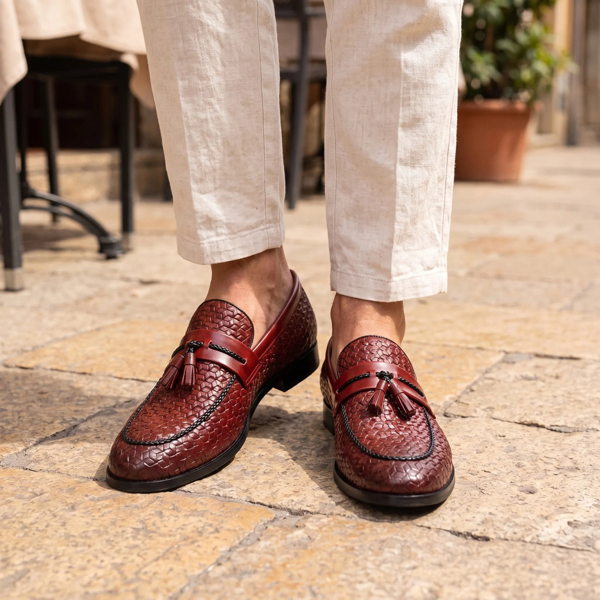 Mocassins Vintage À Glands Colorés - On-foot — Top-down Worn View