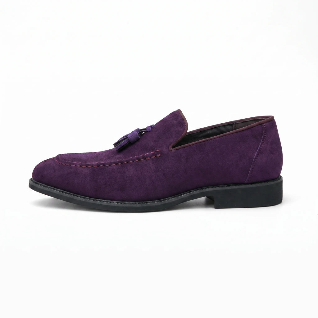 Mocassins Violets En Daim Pour Hommes - Studio — Side Profile