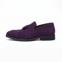 Mocassins Violets En Daim Pour Hommes - Studio — Side Profile