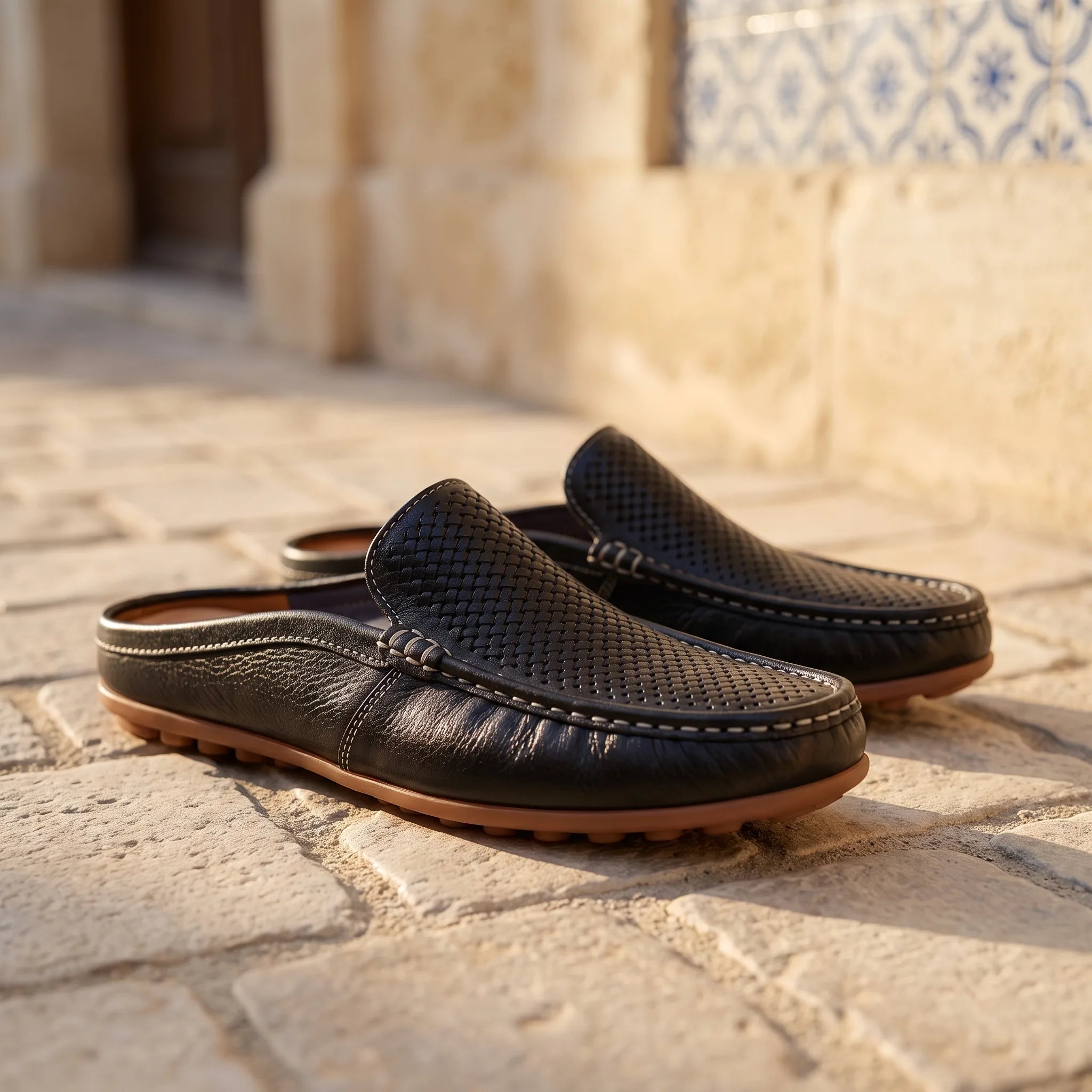 Mules Mocassins Souples En Cuir Synthétique - Lifestyle — Mediterranean Editorial